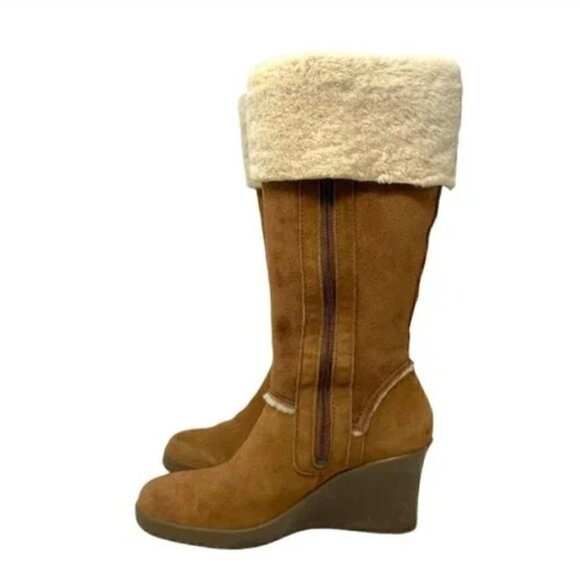 UGG Australia Sandra Knee High Chestnut Sheepskin Boots - Size 7 - Picture 4 of 14